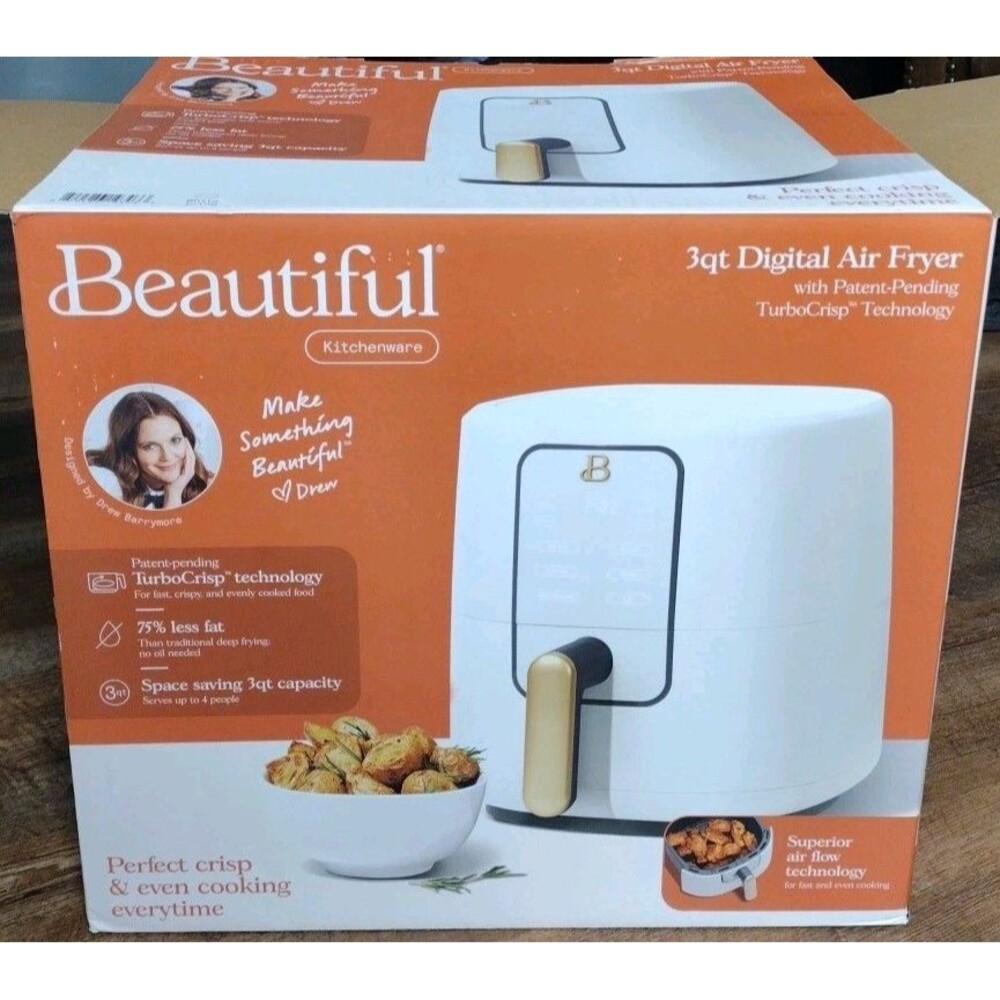 Beautiful 3 Qt Air Fryer  Touchscreen - White Icing 19303